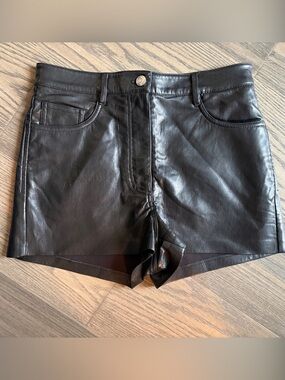 Wilfred Black Faux Leather Shorts